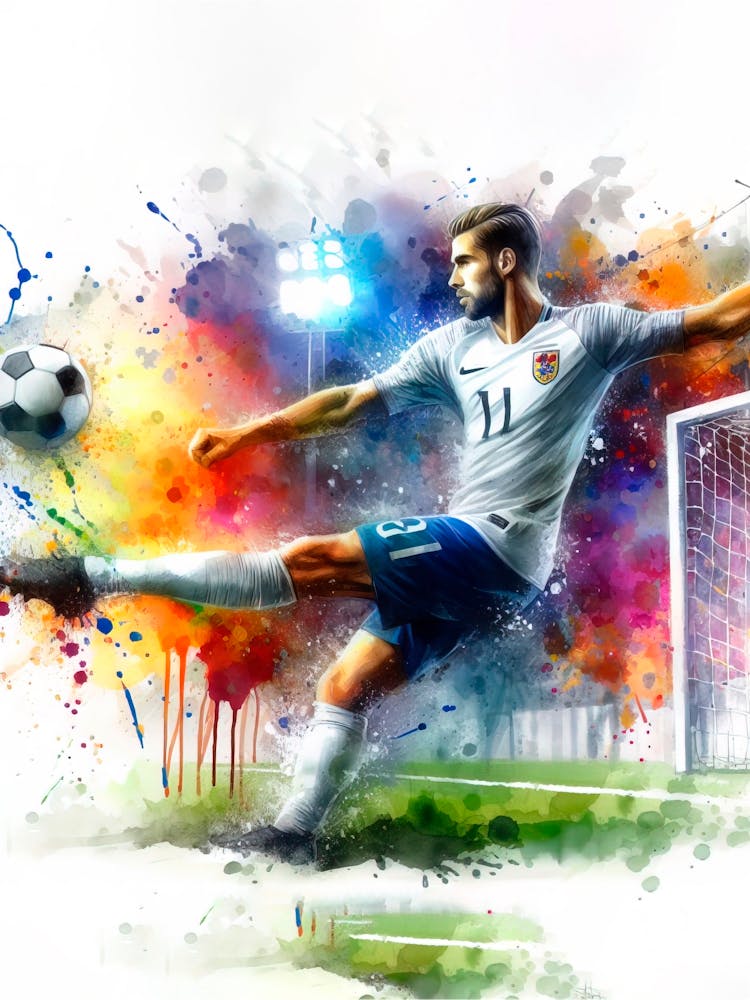 Fußballspieler schießt den Ball