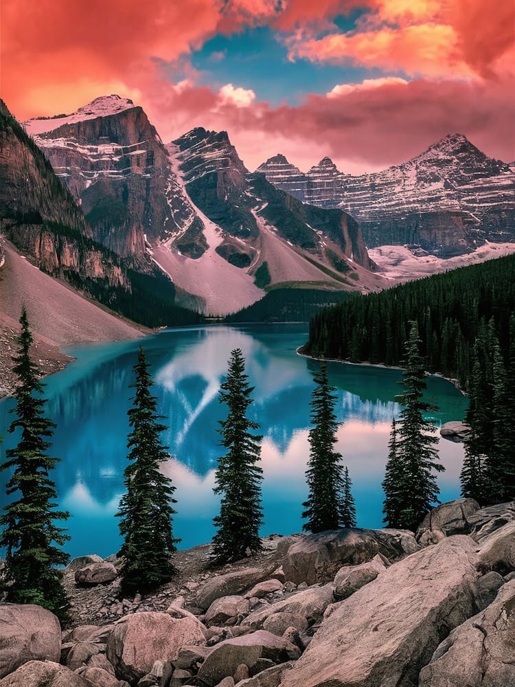 Sonnenuntergang am Lake Banff