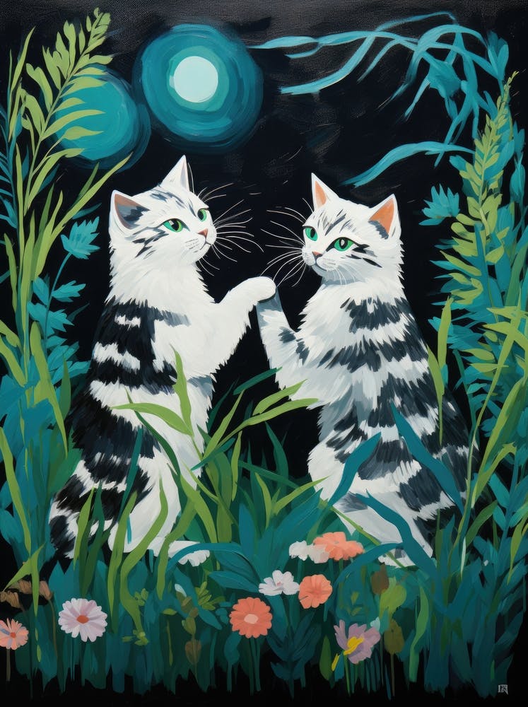 Two Cats In The Grass 3