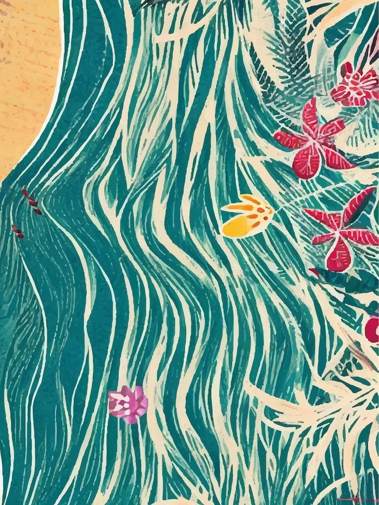 Hawaiian Ocean and flowers
