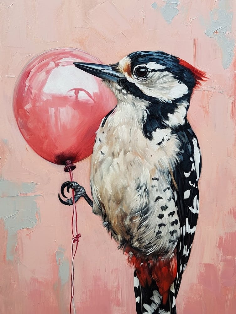 Cute Woodpecker With Balloon