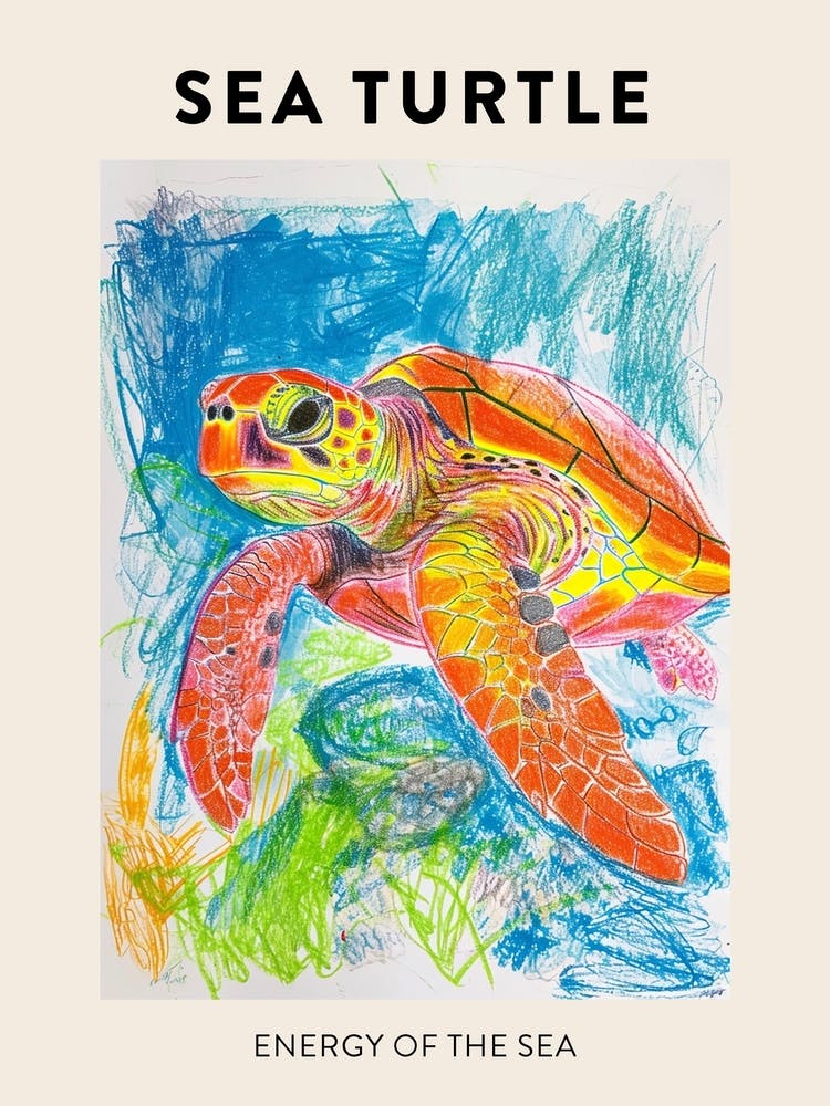 Meeresschildkröte Regenbogen Ozean Gekritzel Poster