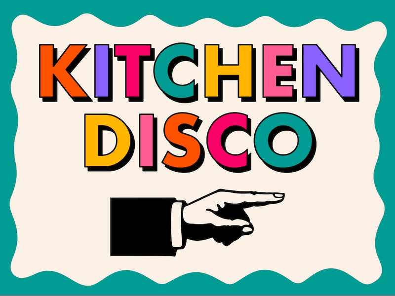 Kitchen Disco Rainbow Green Right Arrow Print