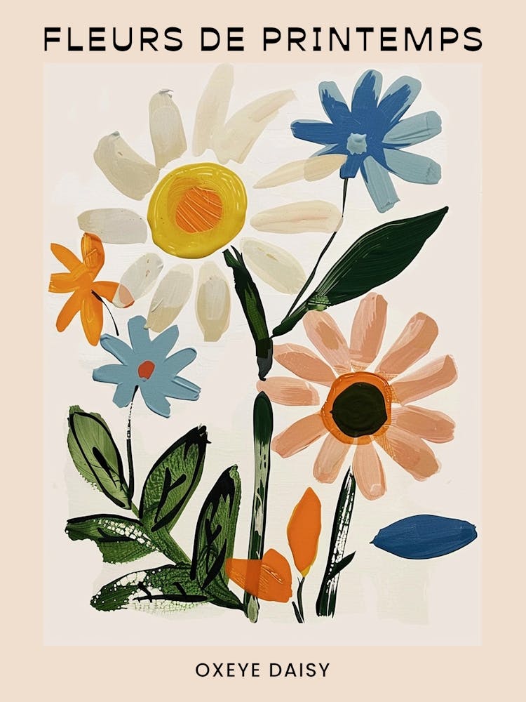 Spring Floral French Poster  Oxeye Daisy 3