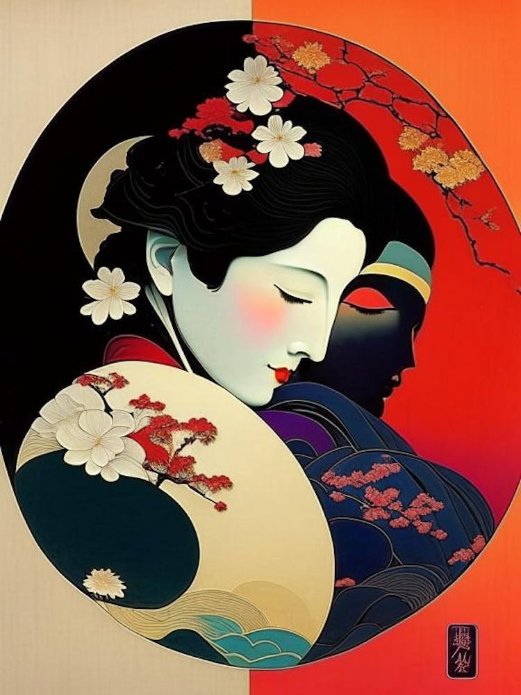 Colour Yin and Yang 5, Japanese Ukiyo E Style