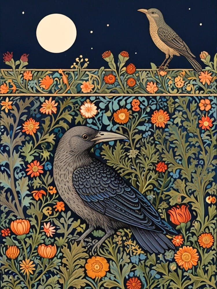 William Morris Crow And Flower 1