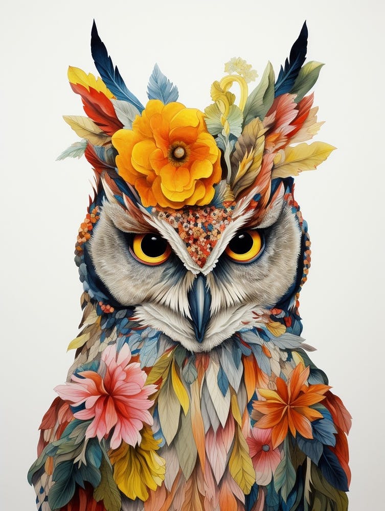 Bird With A Flower Crown Eastern Screech Owl 1