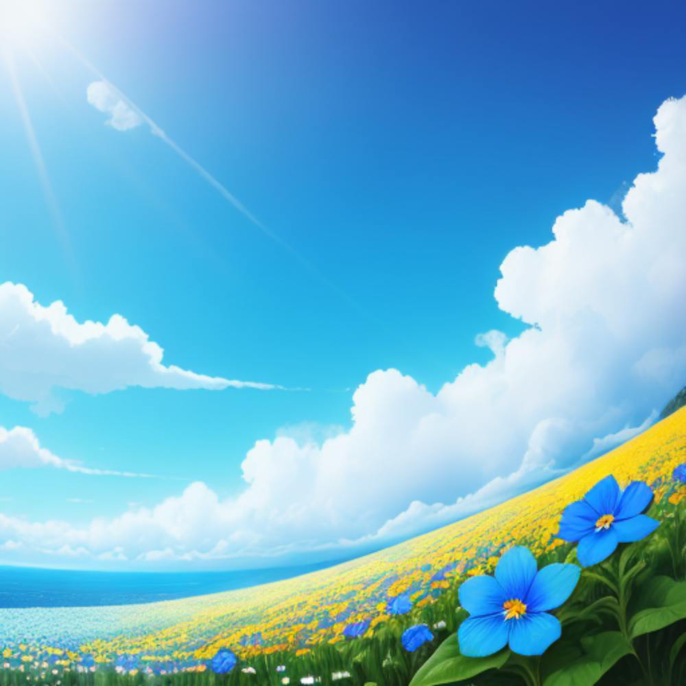 Blue Flowers In The Field