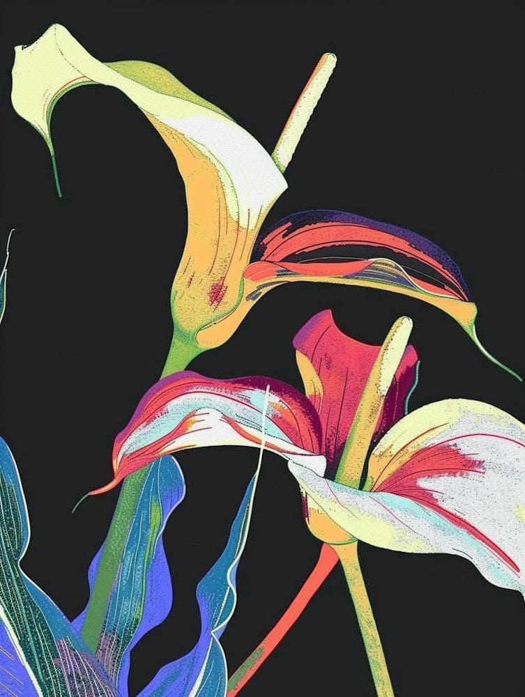 Fleurs Néon Sur Lys Calla Noir 3