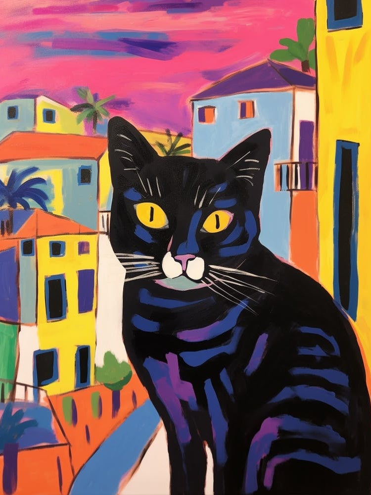 Painting Of A Cat In Sharm El Sheikh Egypt 1