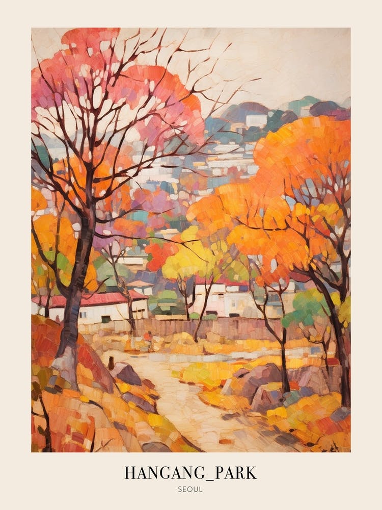 Autumn City Park Painting Hangang Park Seoul 4 Poster
