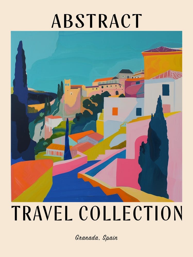 Abstract Travel Collection Poster Granada Spain 2