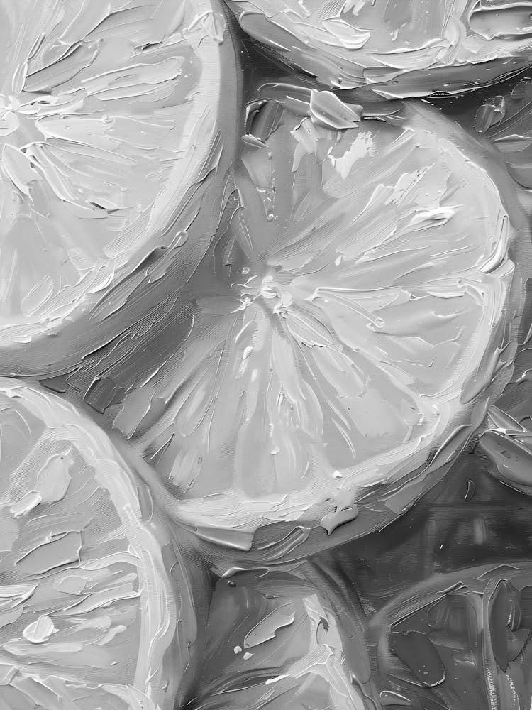 Lemon Slices In Black And White