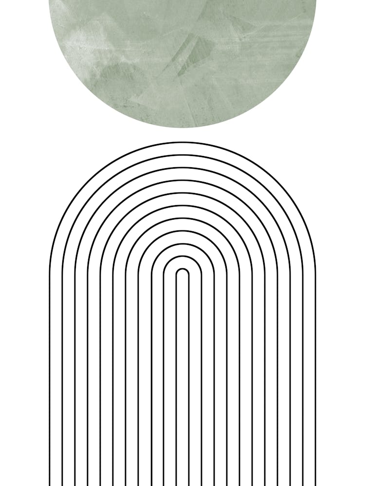 Mid Century Modern Line Art in Sage and Black 2