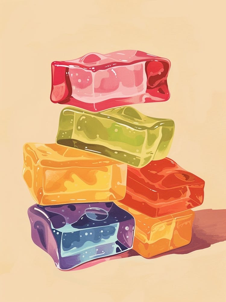 Stacked Colourful Jelly Beige Illustration 3