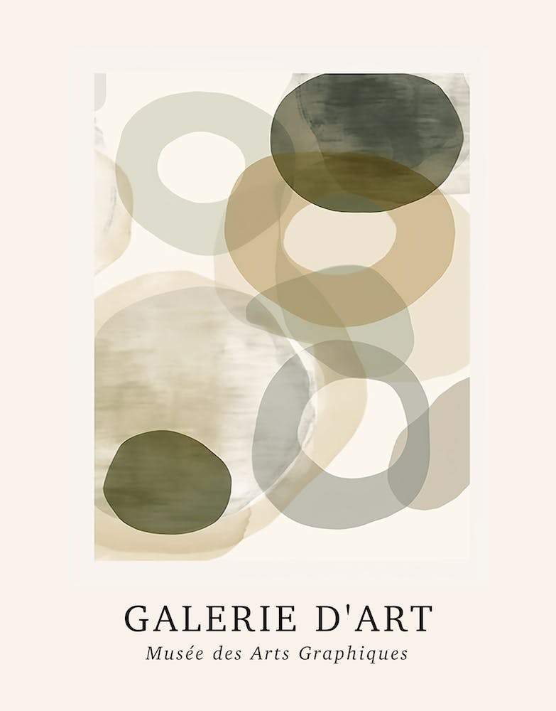 Galerie D'Art Abstract Abstract Circles Beige Green 5