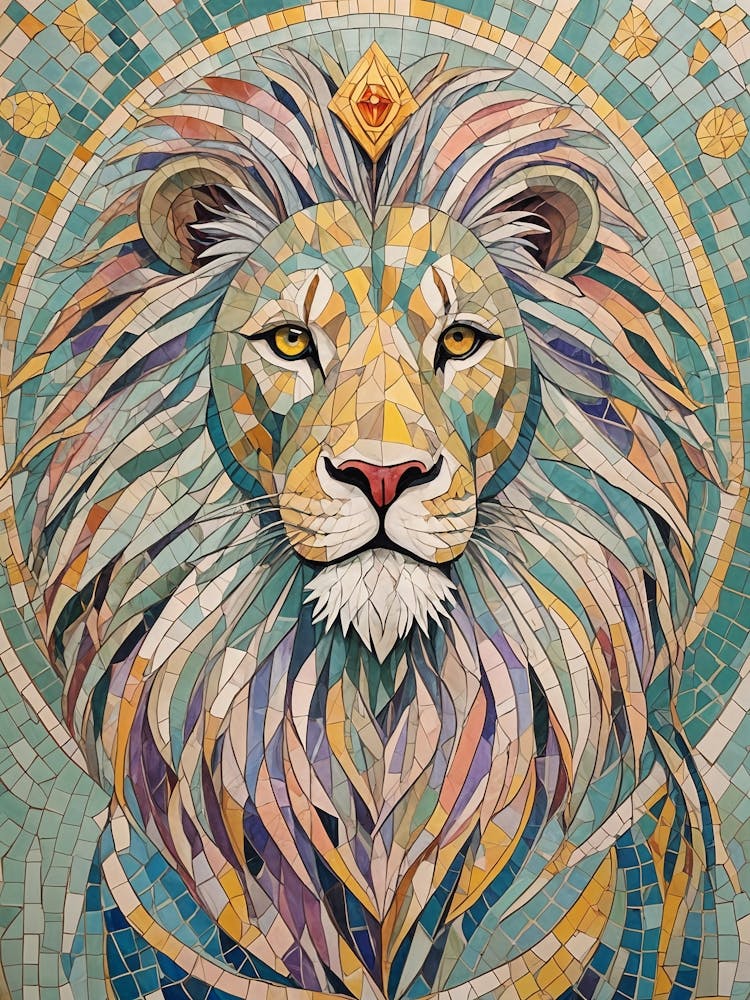 Pastel Mosaic Lion