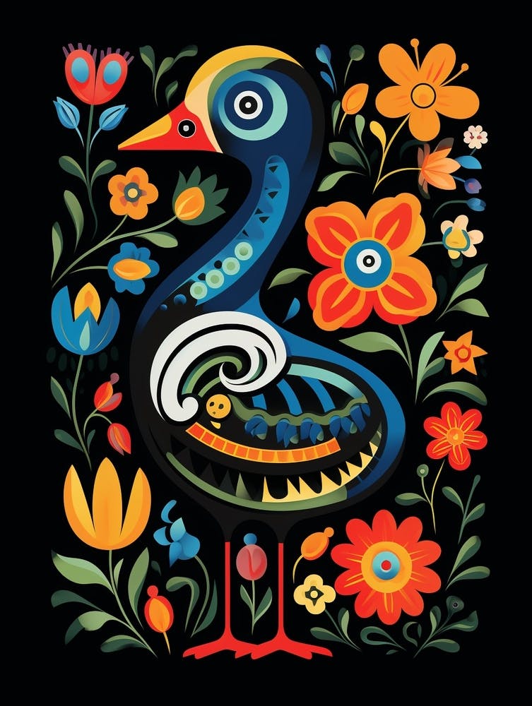 Folk Bird Illustration Duck 1
