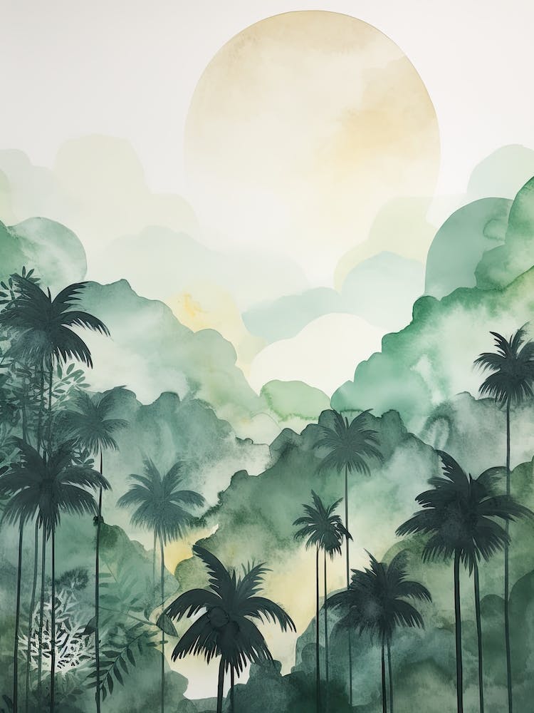 Watercolour Of Tijuca Forest   Rio De Janeiro Brazil 2