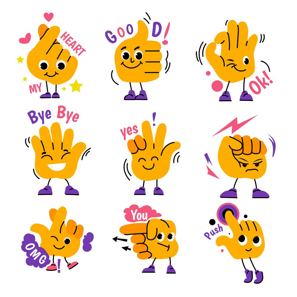 Personnages Aux Expressions Positives Geste De La Main
