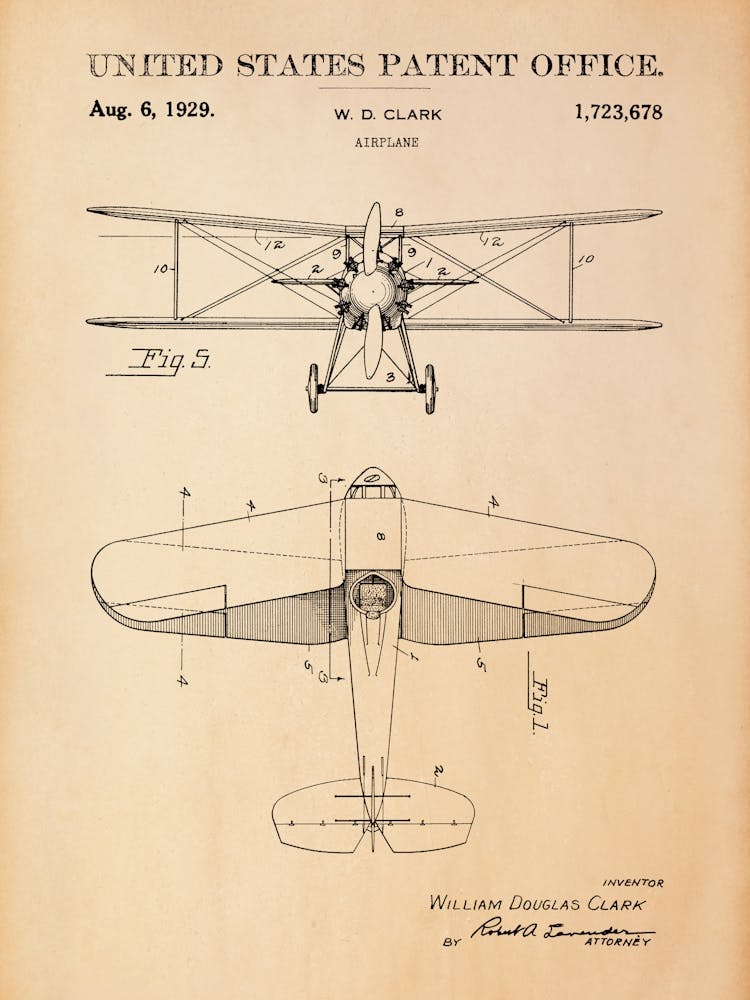 Airplane Patent Blueprint Illustration