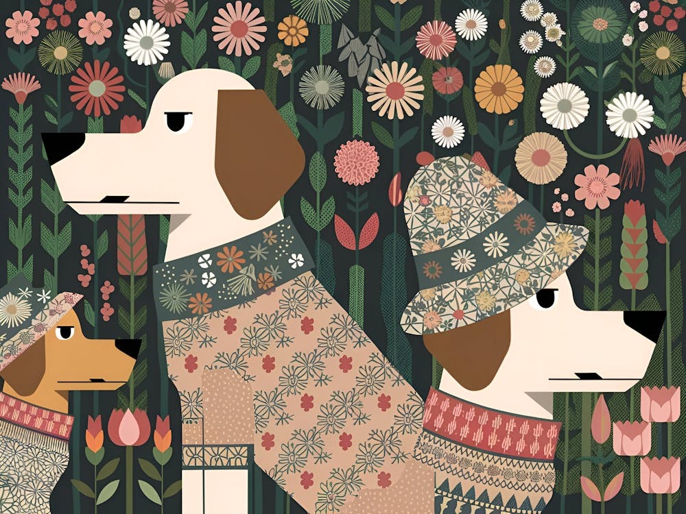 Dogs And Flowers : William Morris Inspired Dogs Collection 2