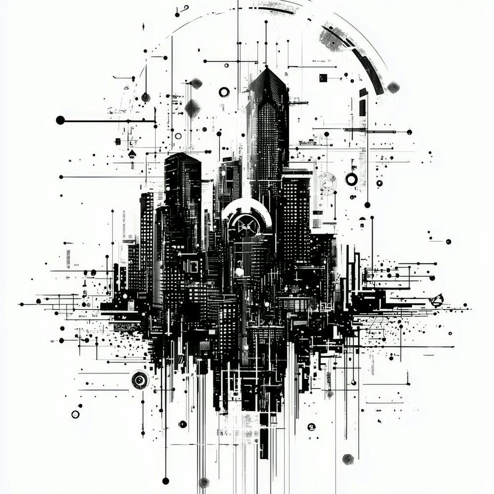 Cityscape.Generated AI. Wall