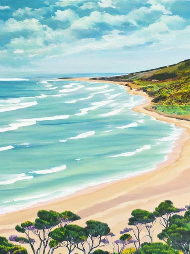 Apollo Bay Beach, Australia Contemporary Illustration 1 