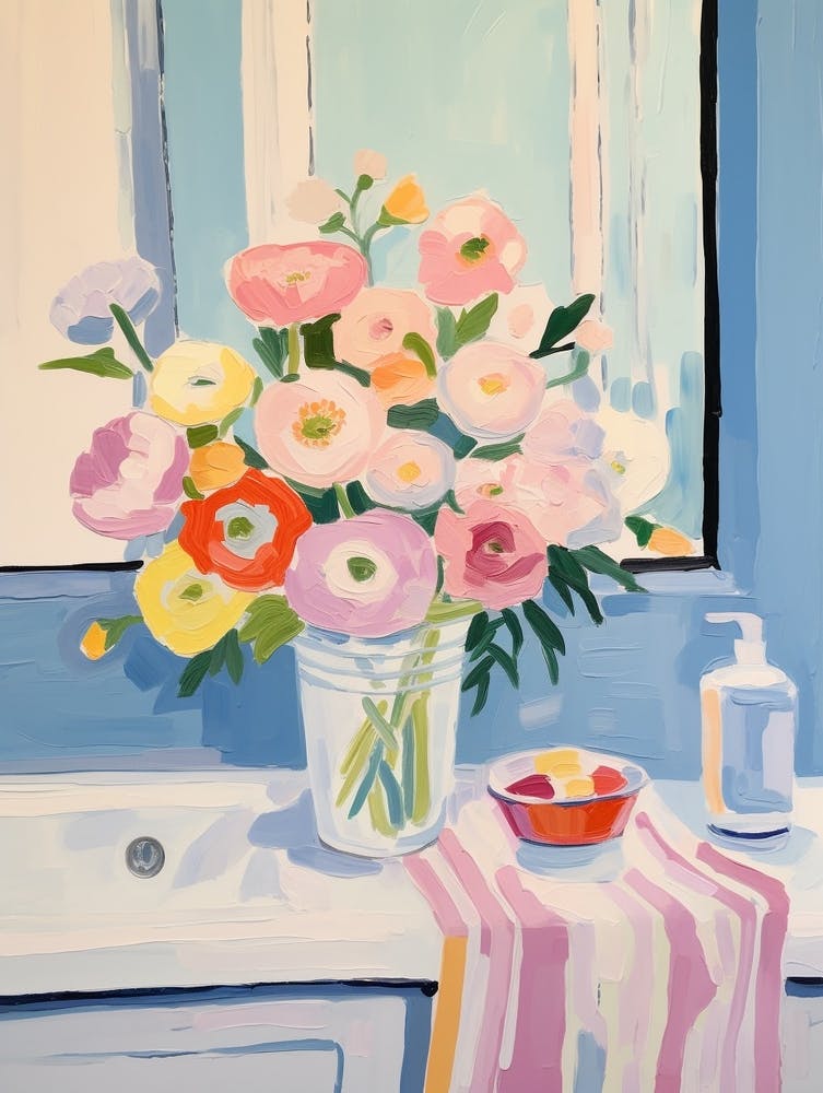 A Vase With Ranunculus, Flower Bouquet 1