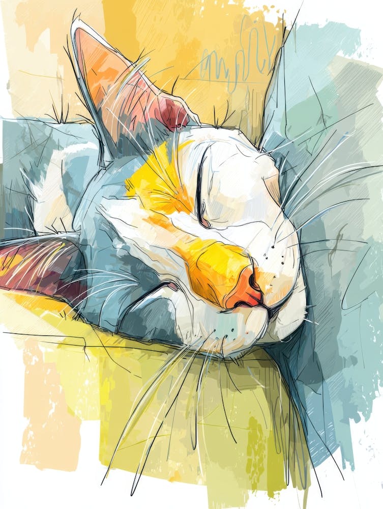 Watercolor Cat On The Couch 16
