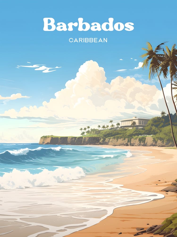 Barbados Caribbean Island Travel Illustration