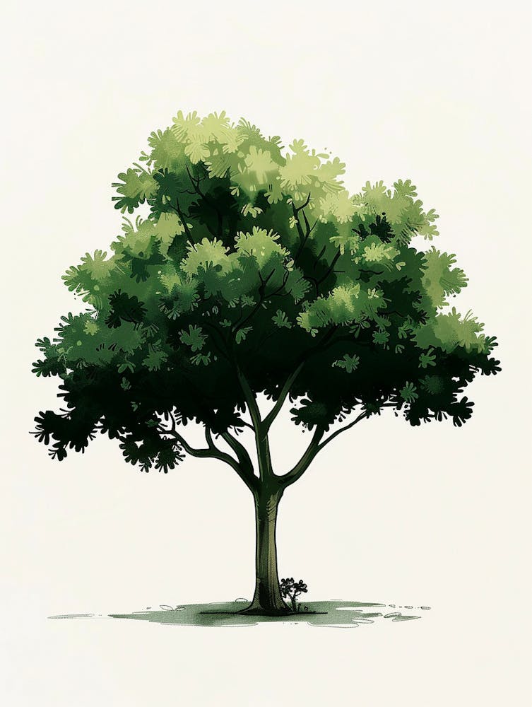 Pecan Tree Pixel Illustration 1