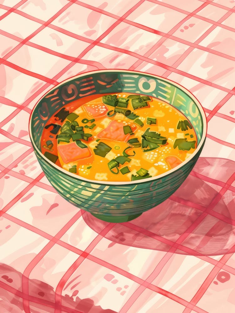 Pink Breakfast Food Miso Soup 4
