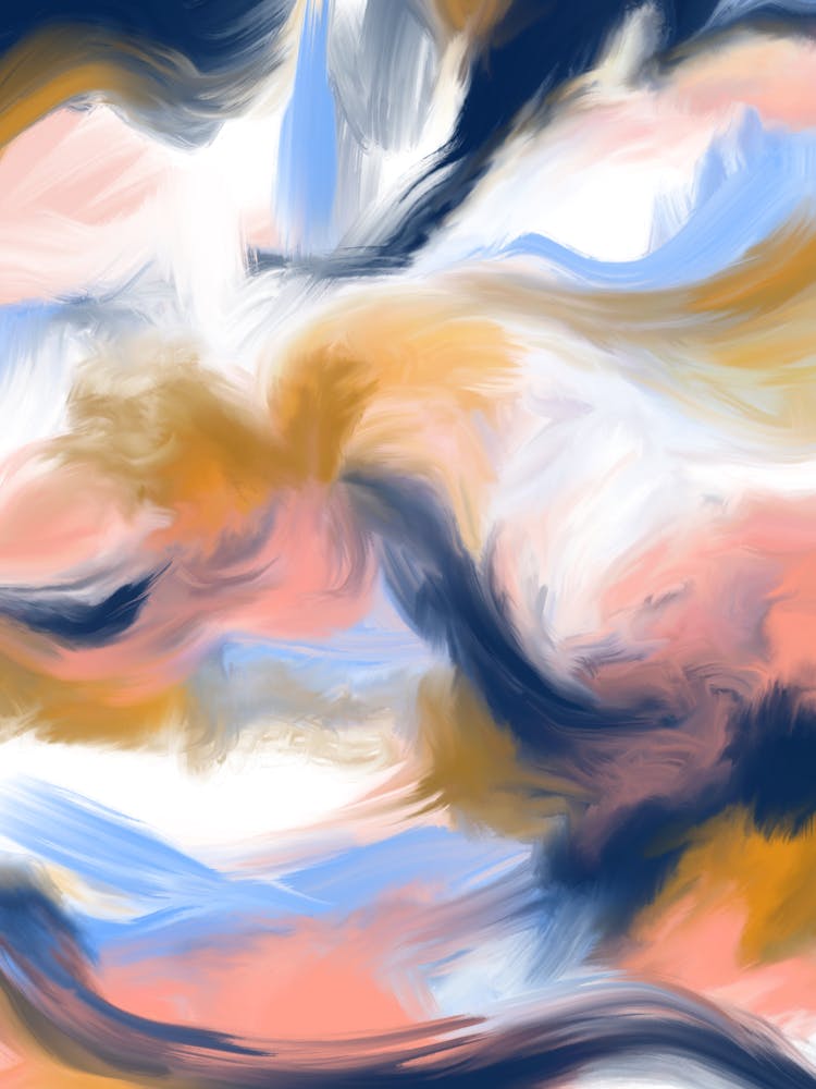 Abstract Art Blue Blue Gold II