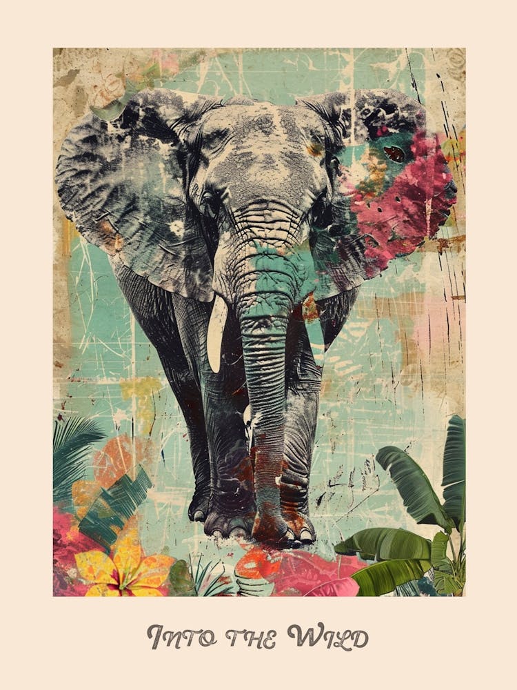 Elephant Vintage Into The Wild Poster 1
