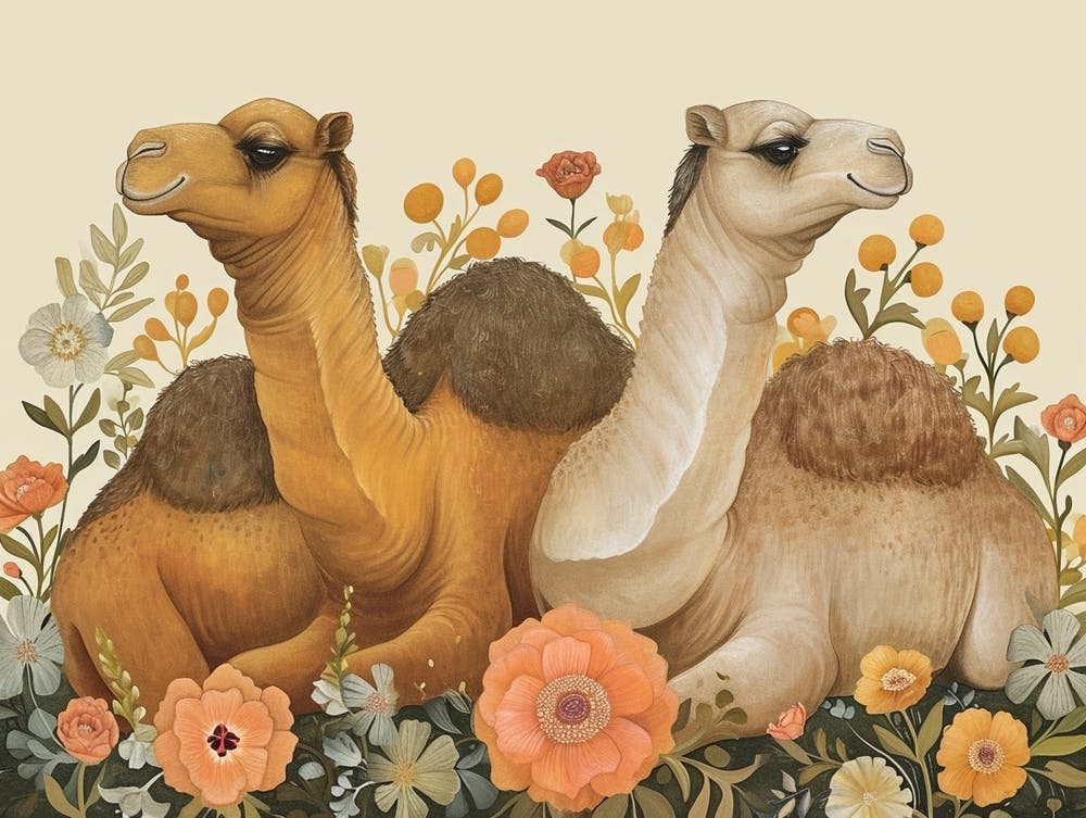 Floral Animal Illustration Camel 4