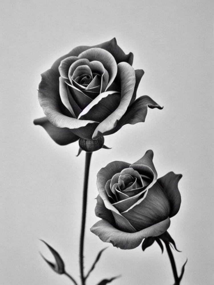Rose B&W Pencil 2 Flower