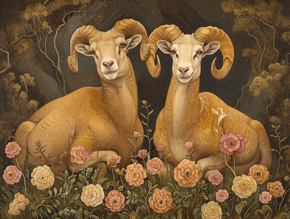 Floral Animal Illustration Ram 3