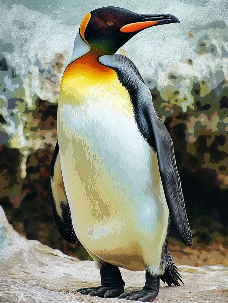 Galapagos Penguin Bartolom Island Colour Block Painting 2