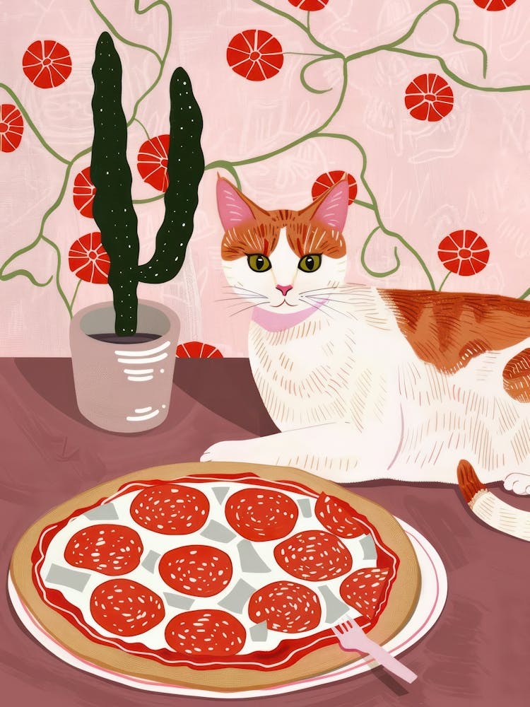 Cat And Pepperoni Pizza 1