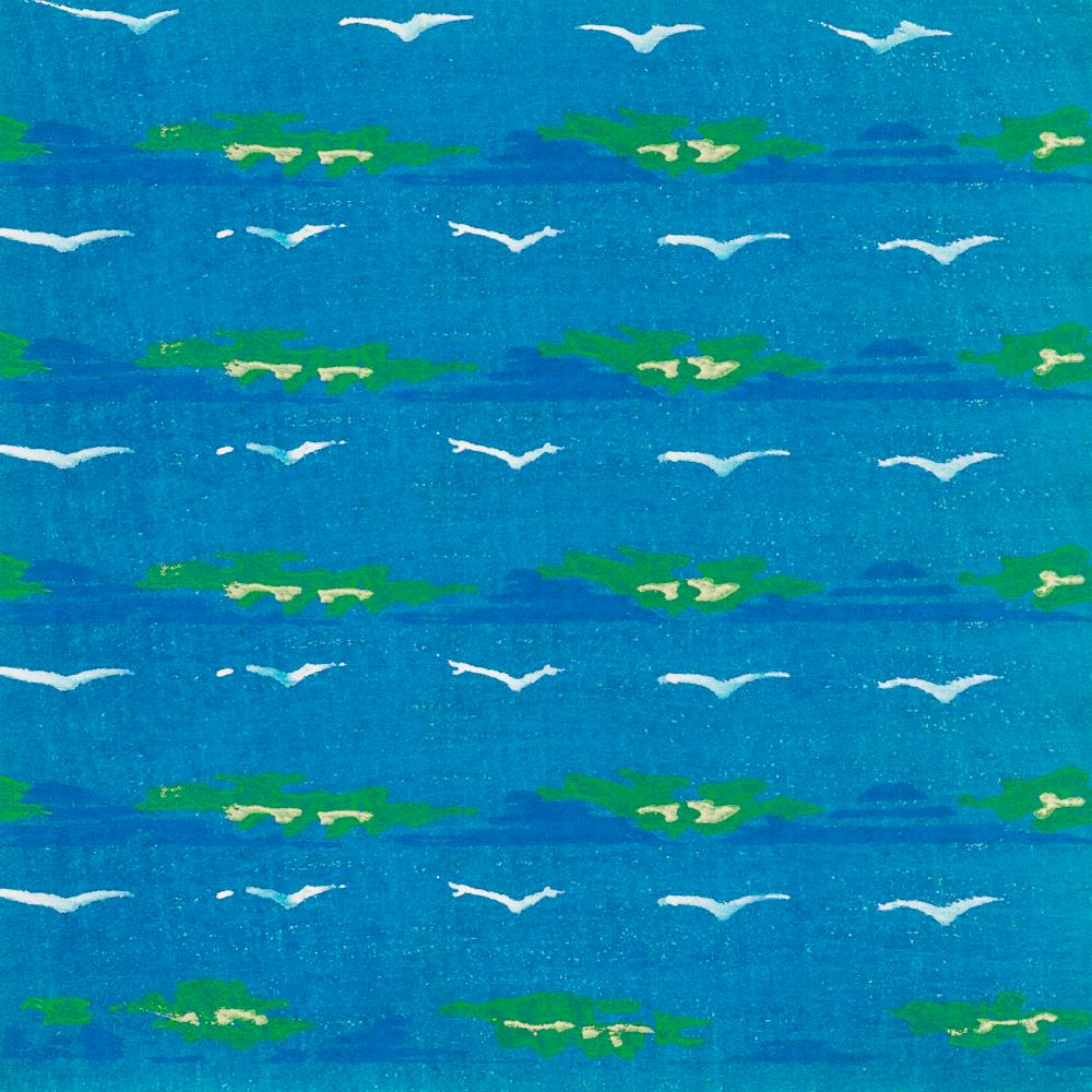 Vintage Ukiyo-e Woodblock Print Of Japanese Textile, Shima Shima, Furuya Korin (119)