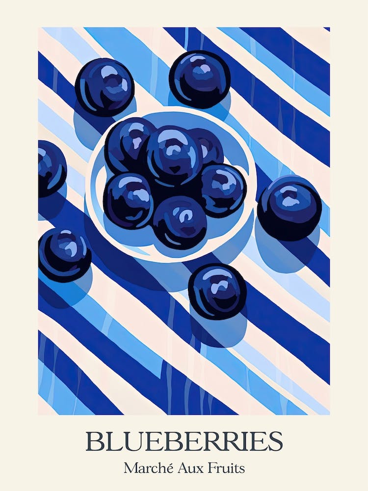Marche Aux Fruits Blueberries Fruit Summer Illustration 1