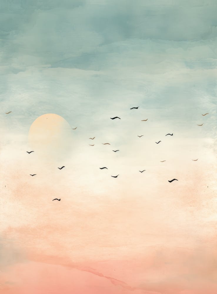 Sunset With Birds