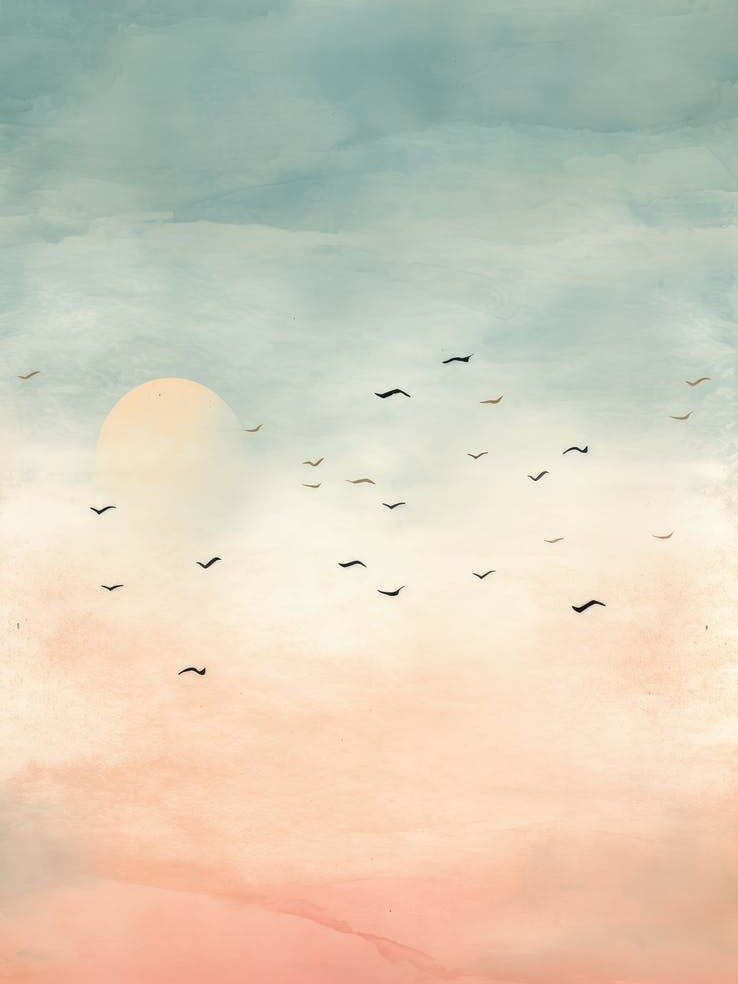 Sunset With Birds