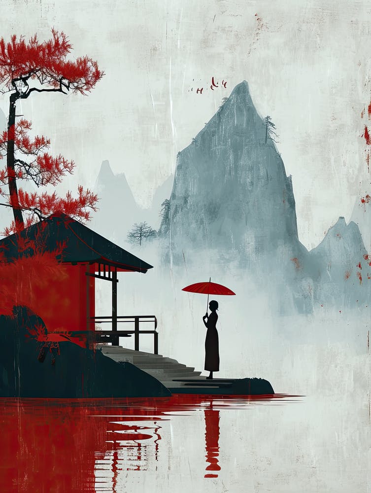 Asian Woman With Umbrella, Chinese