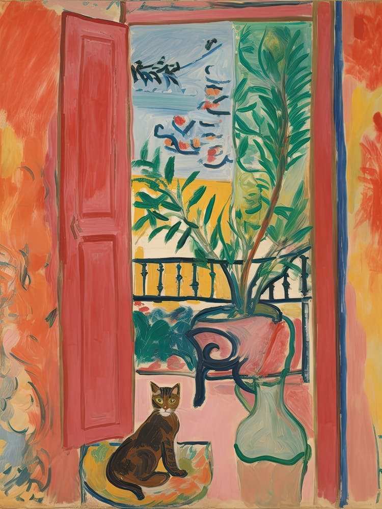 Open Window With Cat Matisse Style Tokyo Japan 3