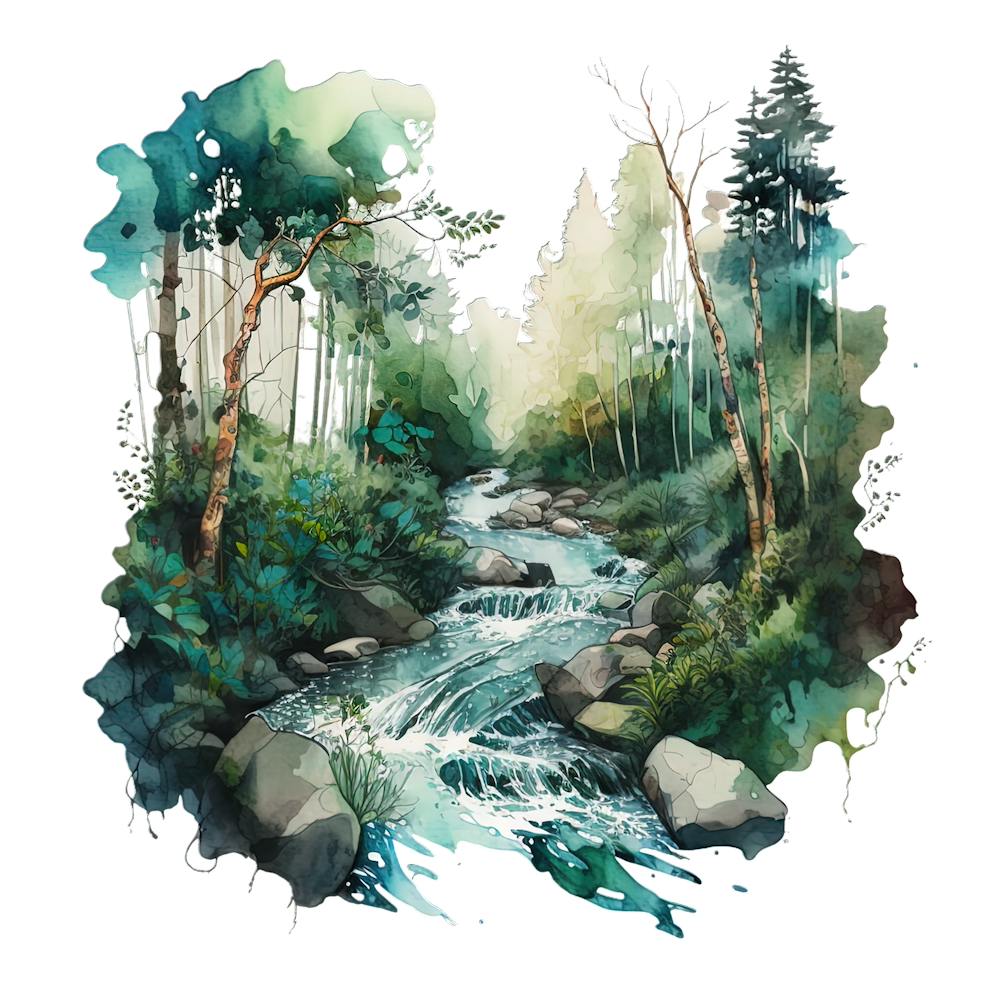 Aquarell eines Baches