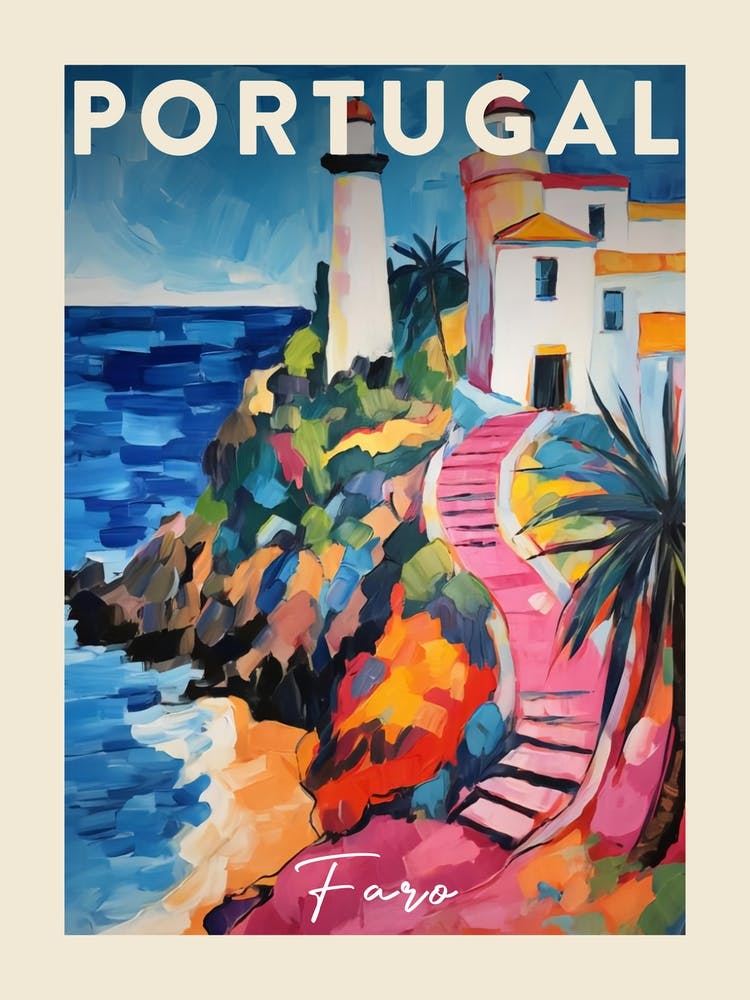 Faro Portugal 4 Fauvist Painting  Travel Poster