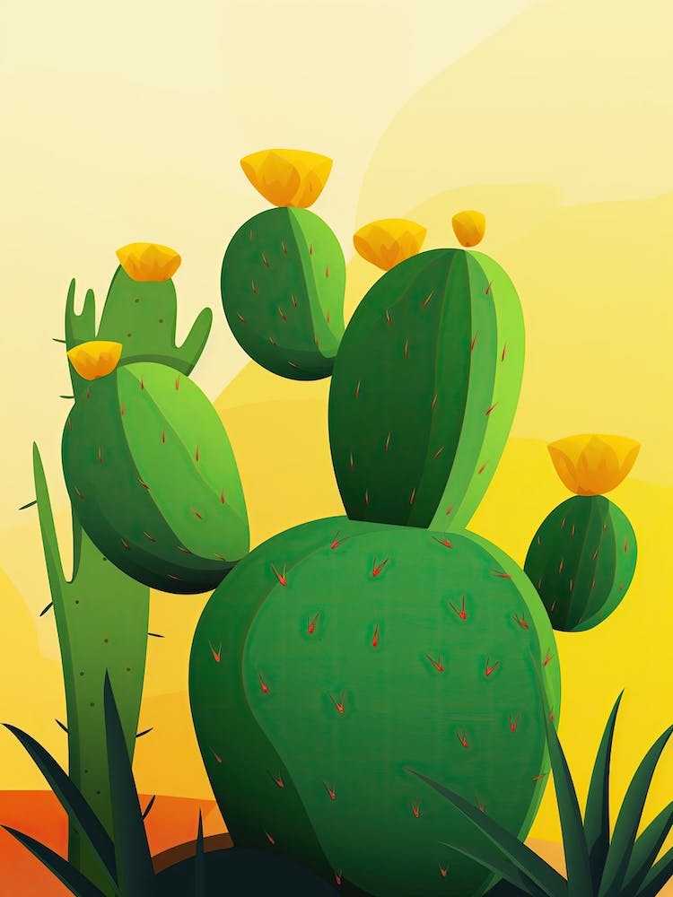 Prickly Pear Cactus Illustration 3