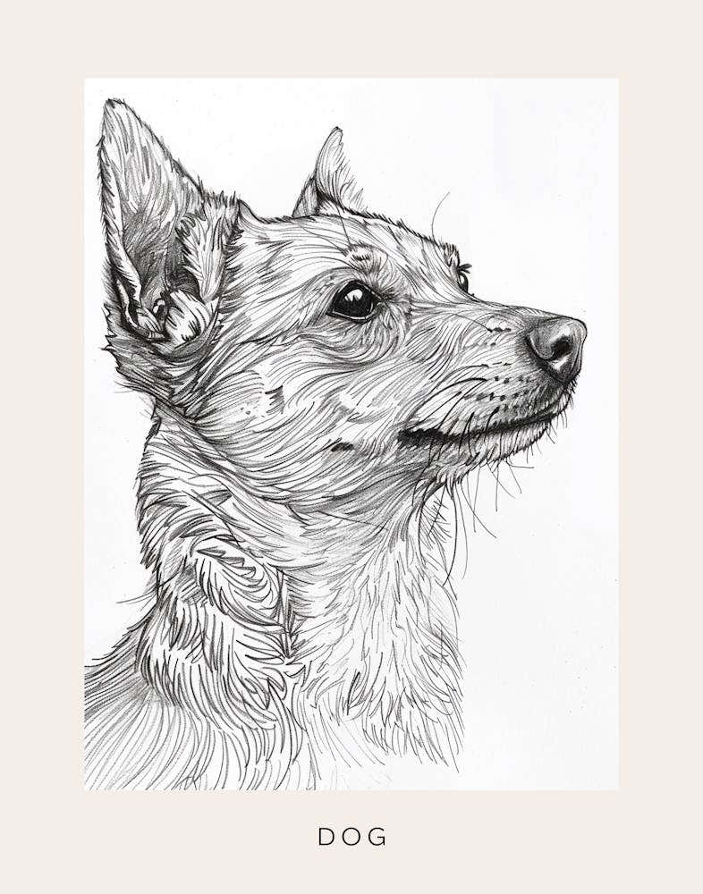 Furry Wire Haired Dog Line Sketch 1 Poster